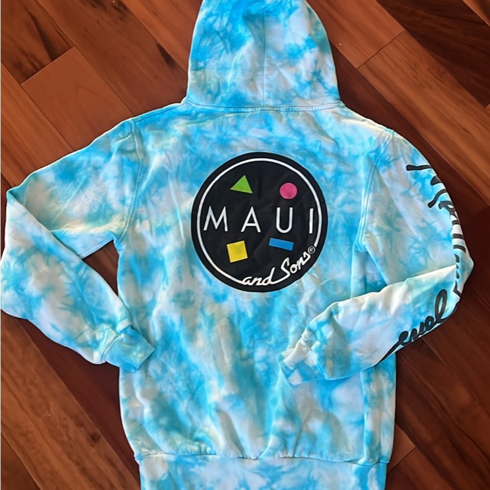 Maui and Sons Blue Tie-Dye Hoodie Sweatshirt size small